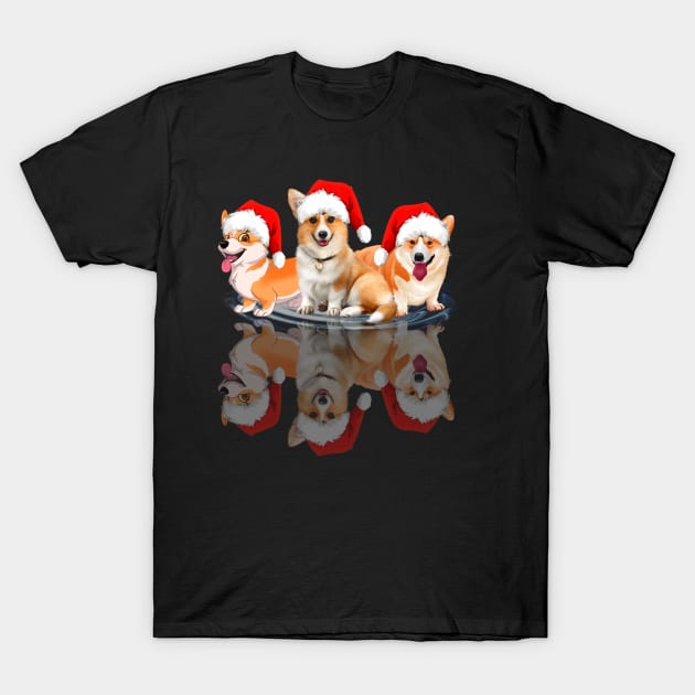 Shadow Corgi Dog Christmas Sweatershirt Cute Corgi Santar Hat Gift T-Shirt T-Shirt by kimmygoderteart